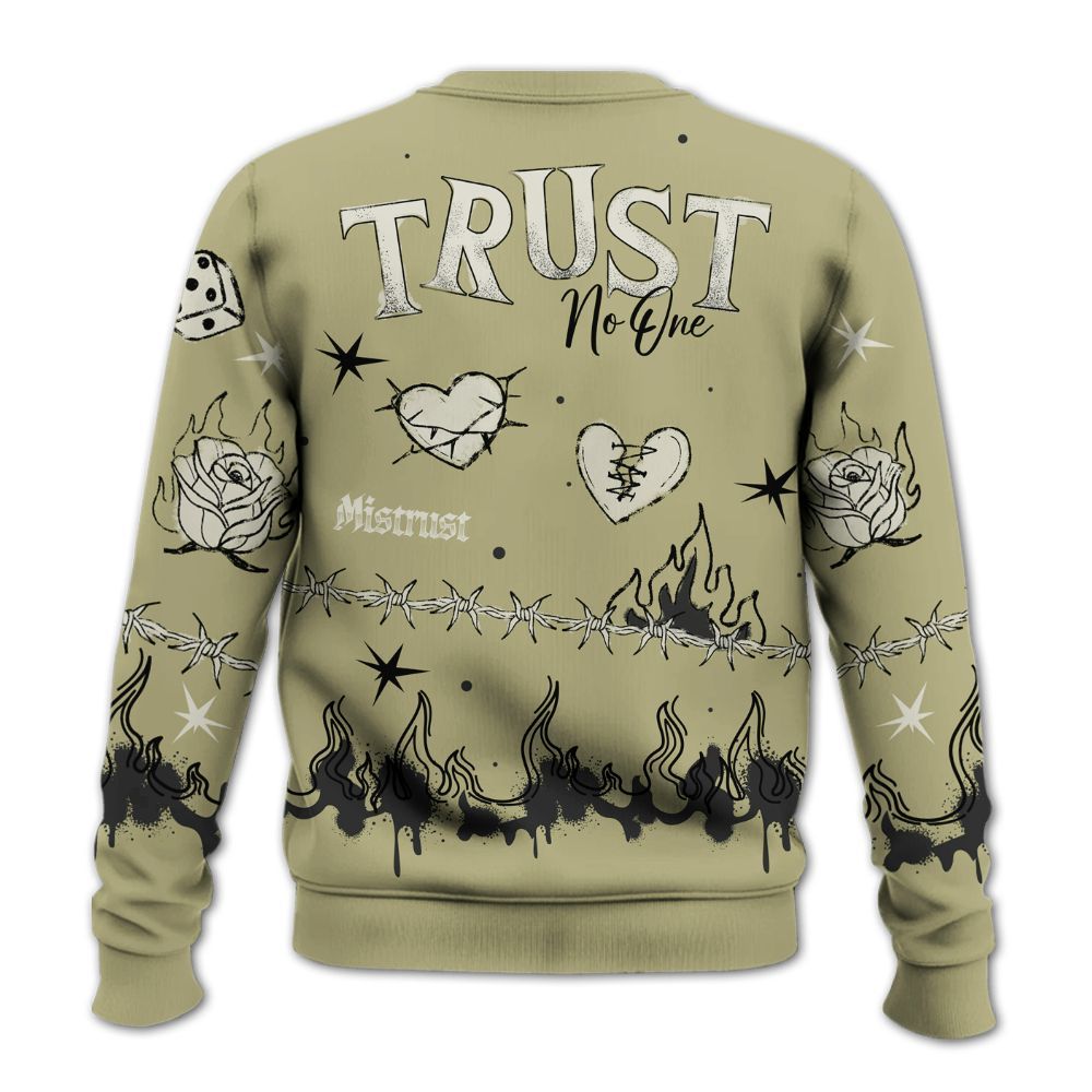 Sweatshirt To Match Dunk Low Suede Olive Aura - Trust No One Snake-Bite Doodle Crayon All Over Print