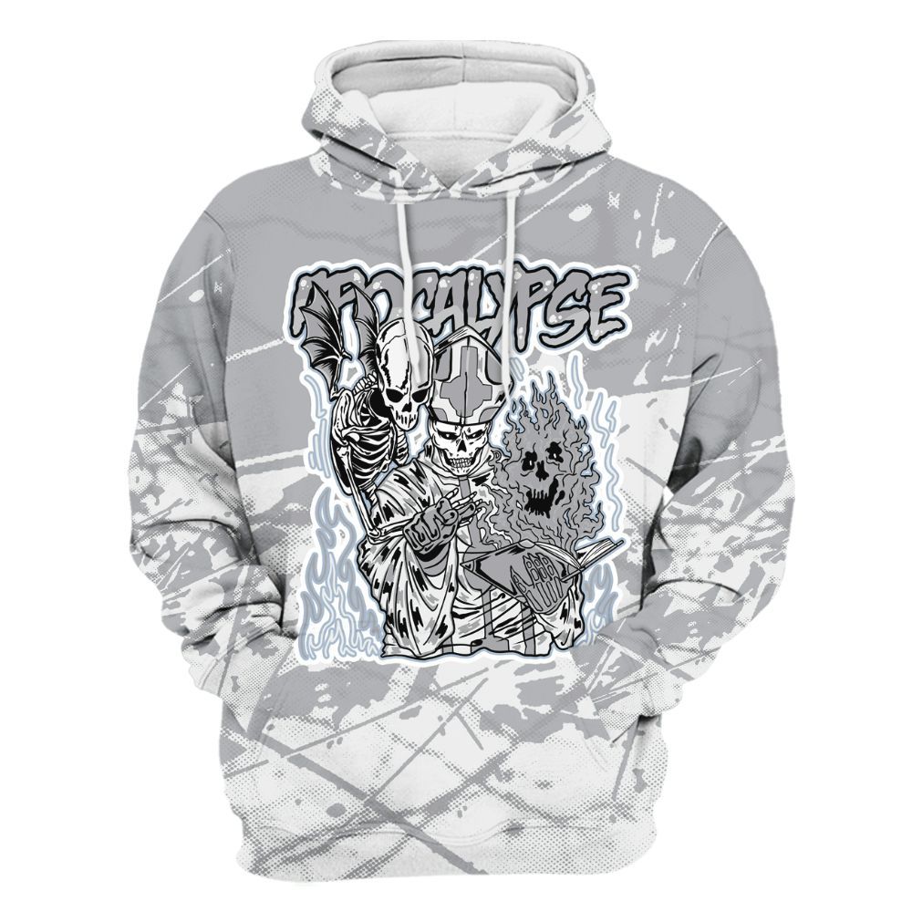 Hoodie To Match Low OG Wolf Grey 1s - Apocalypse Skeleton Profound All Over Print