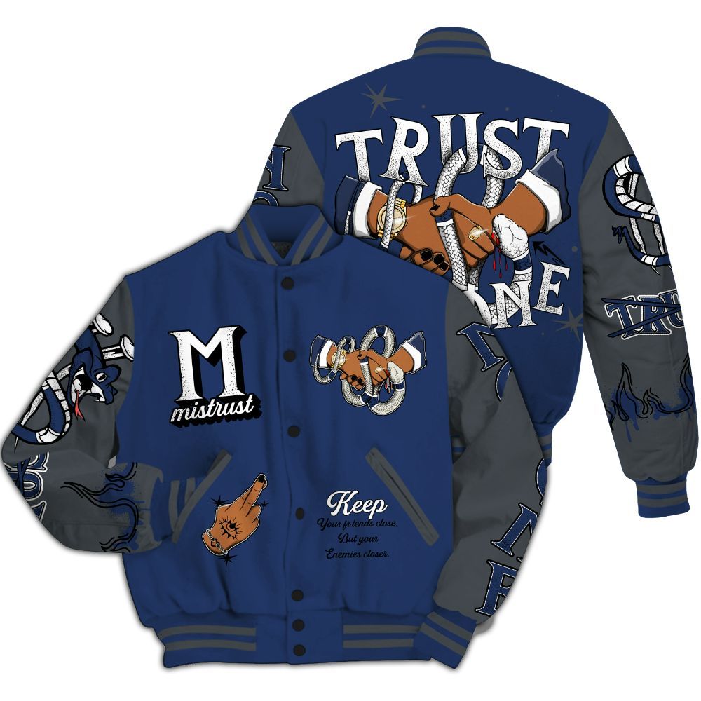 Varsity Jacket To Match Retro Flint 13s - Trust No One Snake-Bite Street Style All Over Print