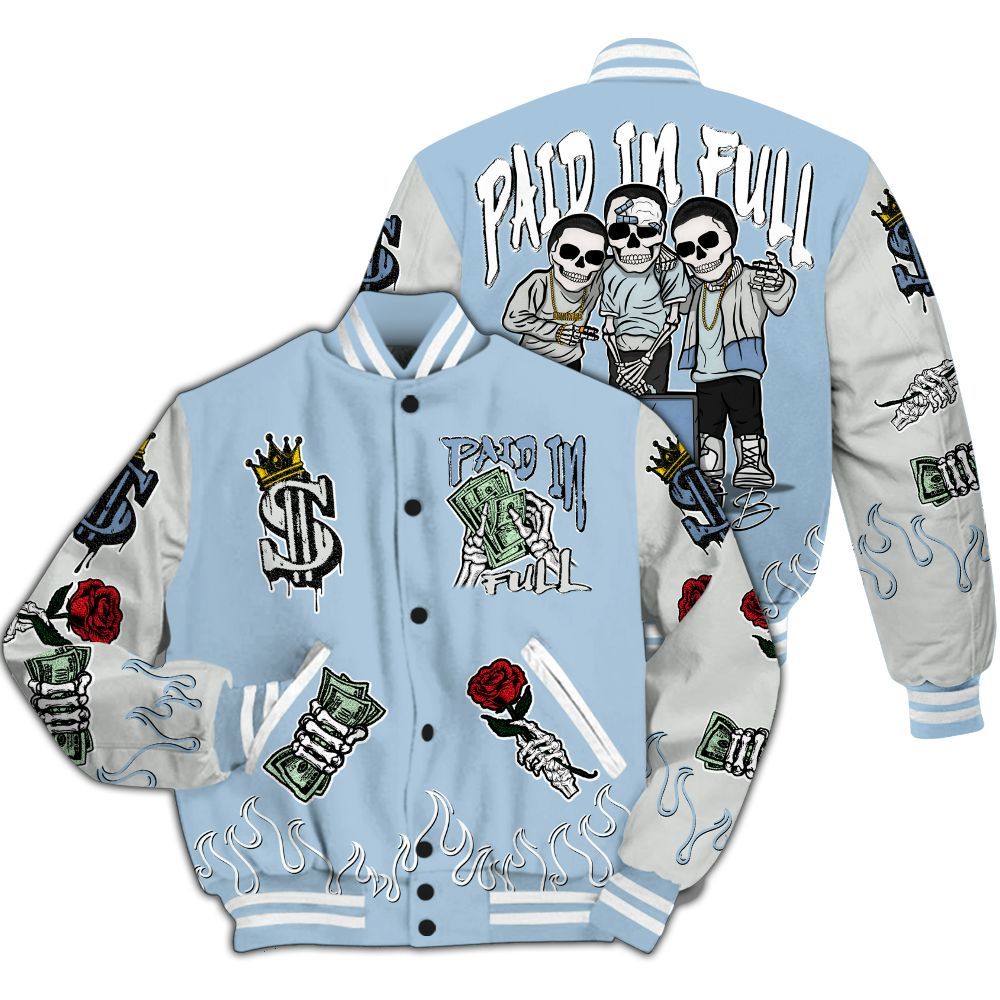 Varsity Jacket To Match Forget Me Not 4s - Fire Everybody Paid In All Over Print