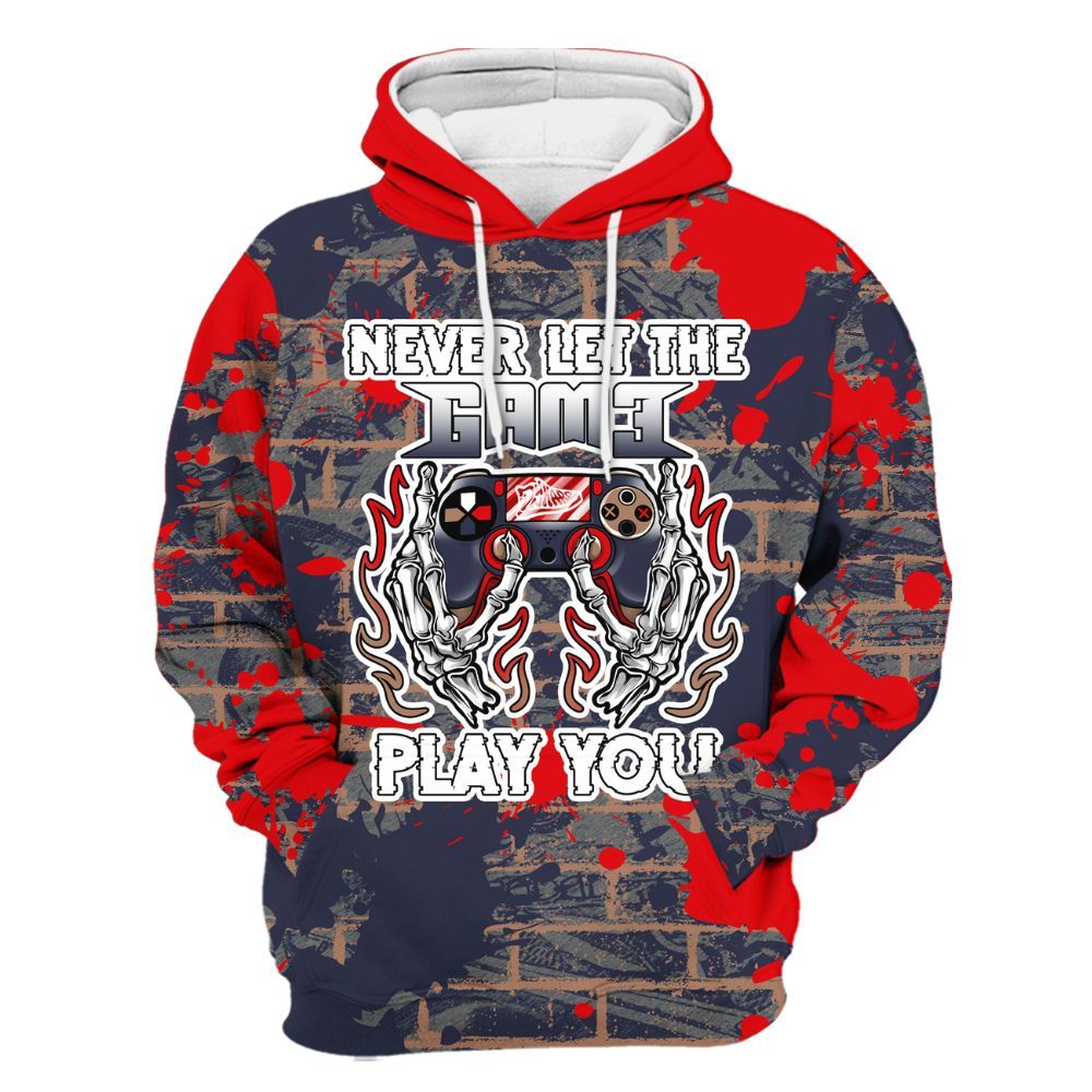 Hoodie To Match Low OG Howard Bison 1s - PlayGame Skull Brick All Over Print
