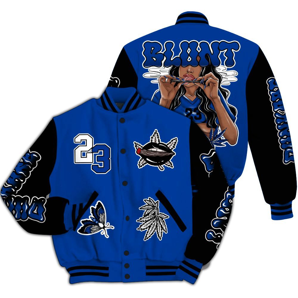 Varsity Jacket To Match Hyper Royal 12s - Bluntz Unique All Over Print