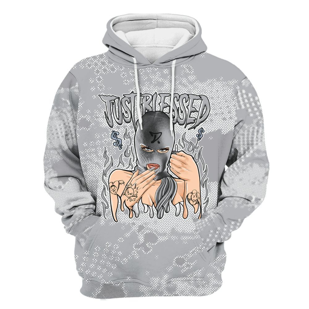 Hoodie To Match Low OG Wolf Grey 1s - Blessed!! Smoke Dot All Over Print