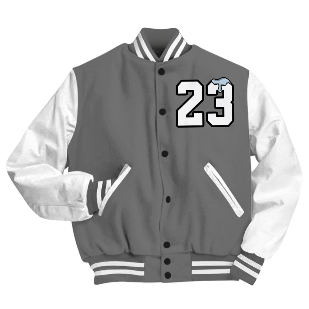 Varsity Jacket To Match Cool Grey 6s - Custom Name Number 23 Drip All Over Print