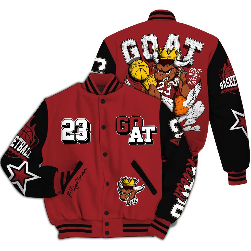 Varsity Jacket To Match Alternate Flu Game 12s - FlightMan G.O.A.T Number 23 All Over Print