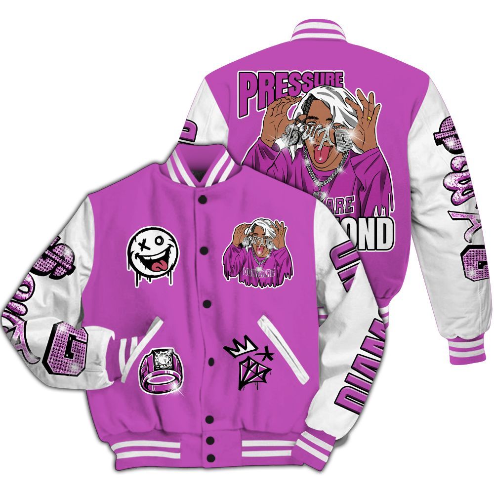 Varsity Jacket To Match Hyper Violet 4s - Pressures Makes Varsity Jacket To Match All Over Print