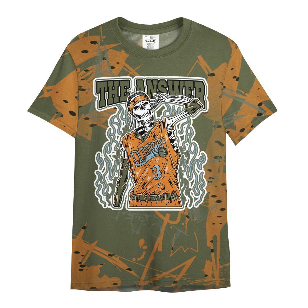 Shirt To Match Olive 5s - Allen Answer Skeleton Messyz All Over Print