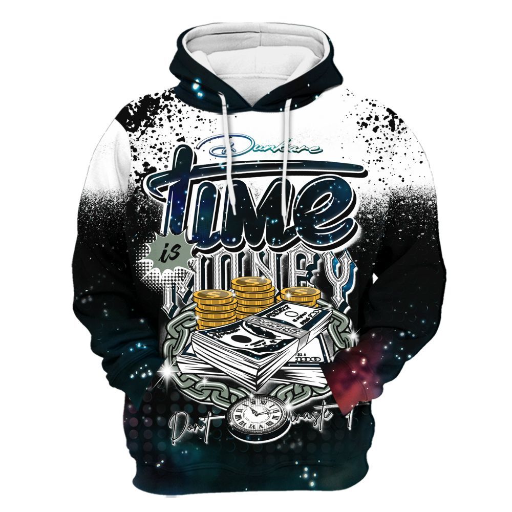 Hoodie To Match Air Foamposite One Galaxy - Halftone Time Is Money All Over Print