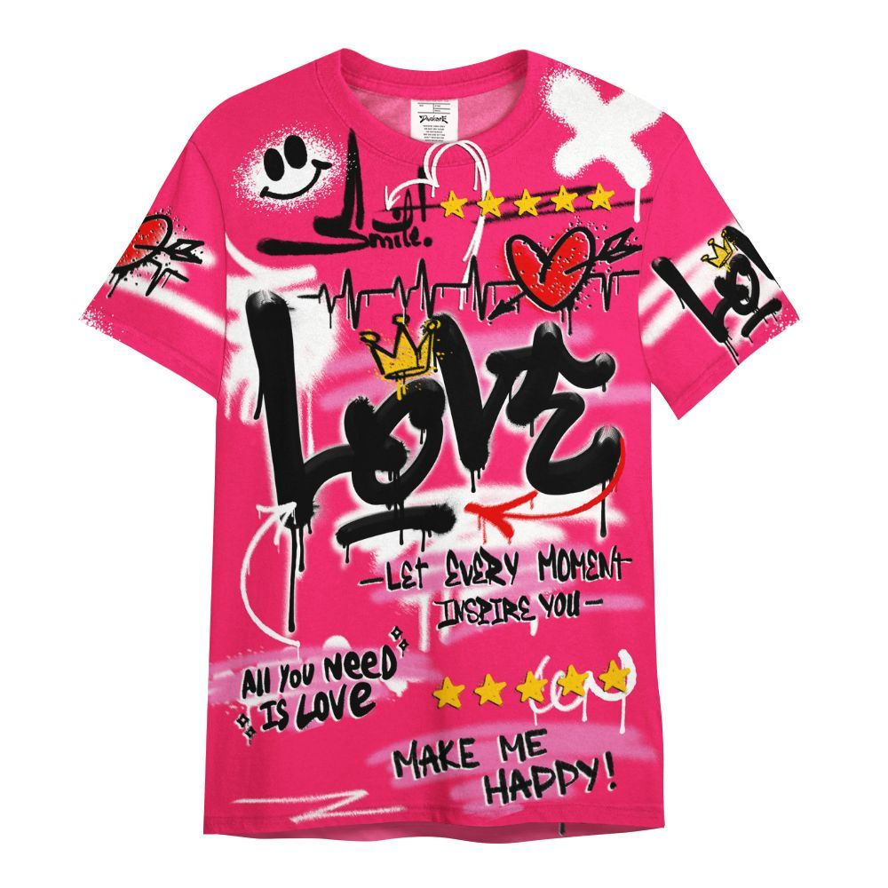 Shirt To Match Air VaporMax Plus Triple Pink - Happy Love Beats Graffiti Streetwear All Over Print