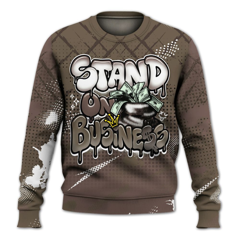 Sweatshirt To Match AMM Dark Mocha 4s - Halftone Stand Business Dripping All Over Print
