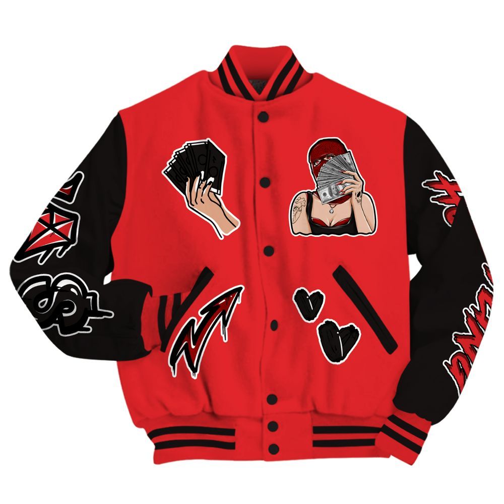 Varsity Jacket To Match Chile Red 9s - Hustling Unique All Over Print