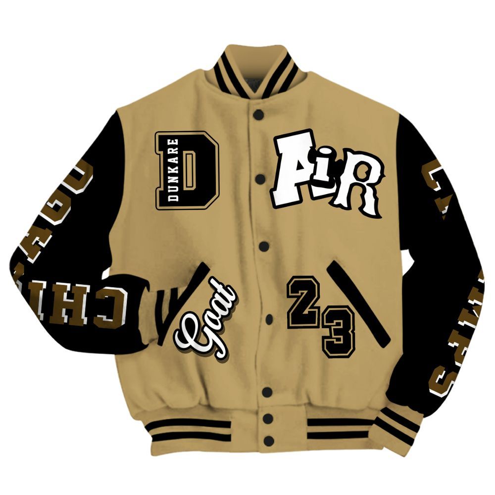 Varsity Jacket To Match High OG Black Metallic Gold 1s - AIR Number 23 GOAT All Over Print