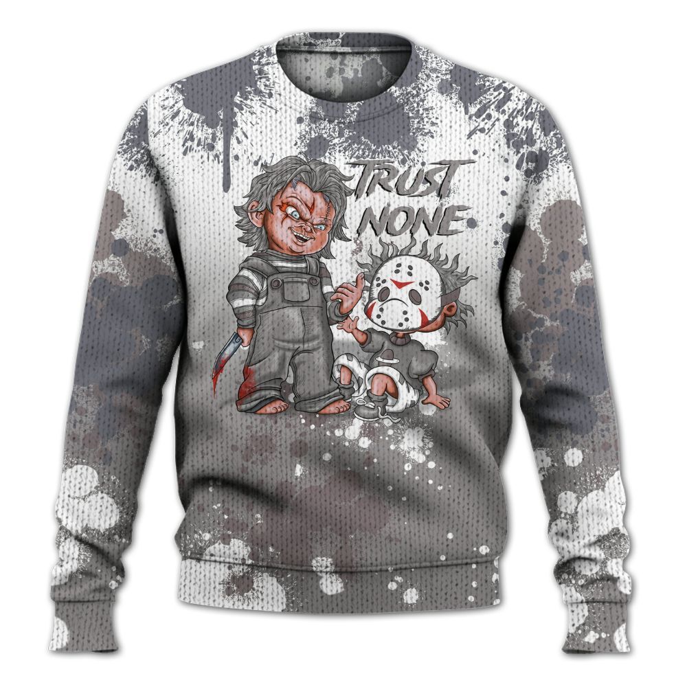 Knitted Sweater To Match Cool Grey 11s - Trust No One Scary