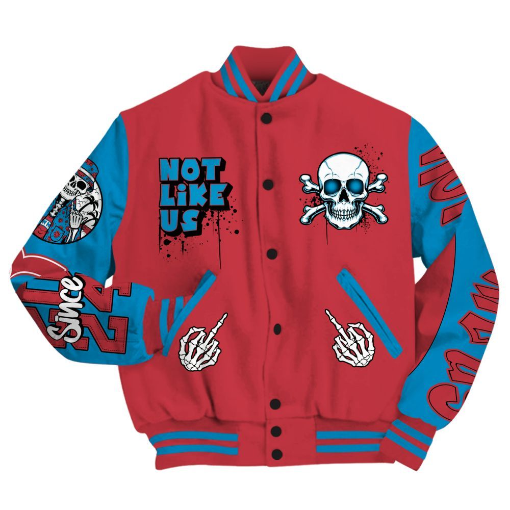 Varsity Jacket To Match High OG University Red Dark Powder Blue 1s - Don't Like Us All Over Print