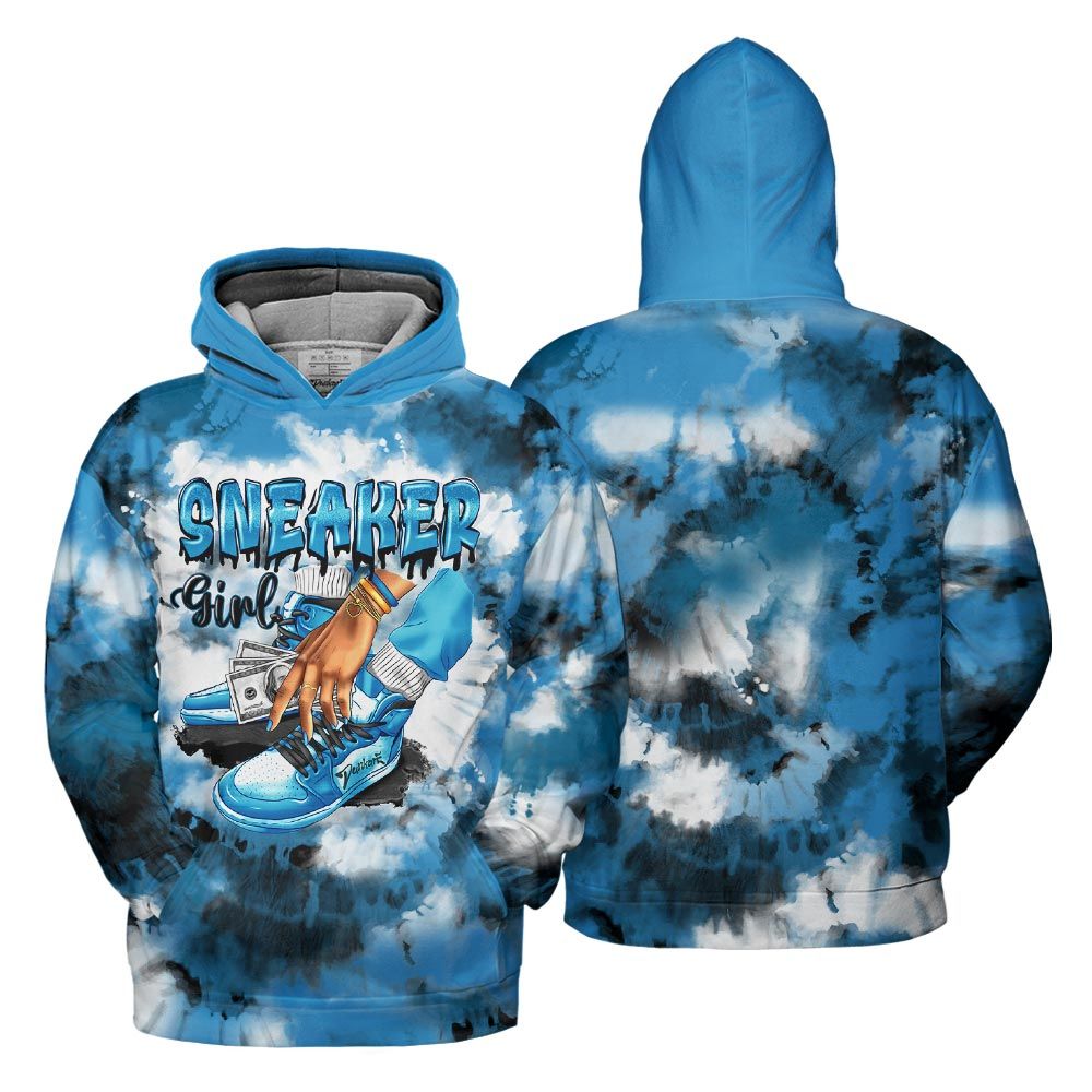 Hoodie To Match Powder Blue 9s Hoodie, SNEAKER Girl Money Drip Tie Dye Hoodie Outfit 903 NCT