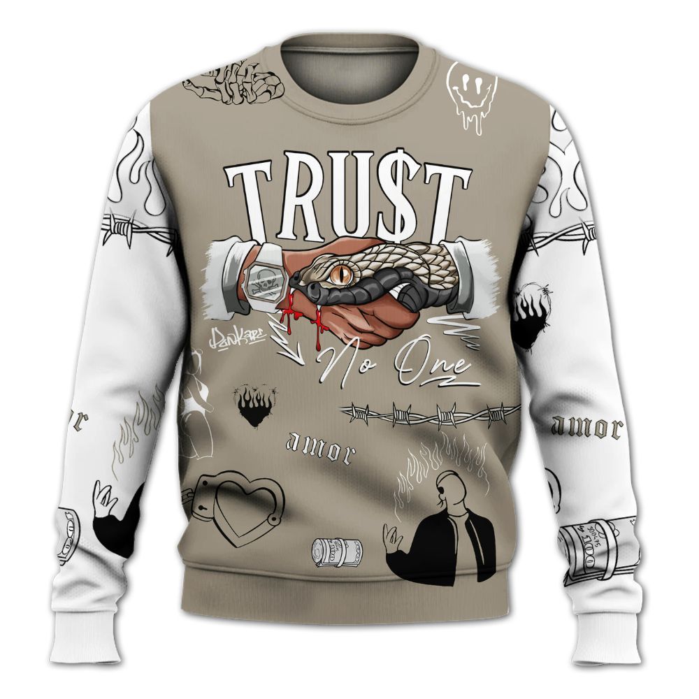 Sweatshirt To Match High OG Khaki 1s - Snake Trust No One All Over Print