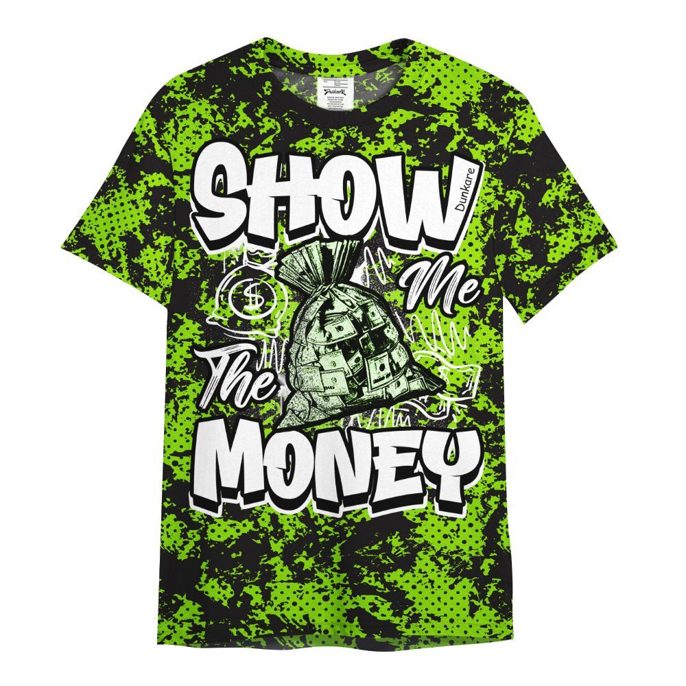Shirt To Match Electric Green 6s - Show Me The Money Retro All Over Print