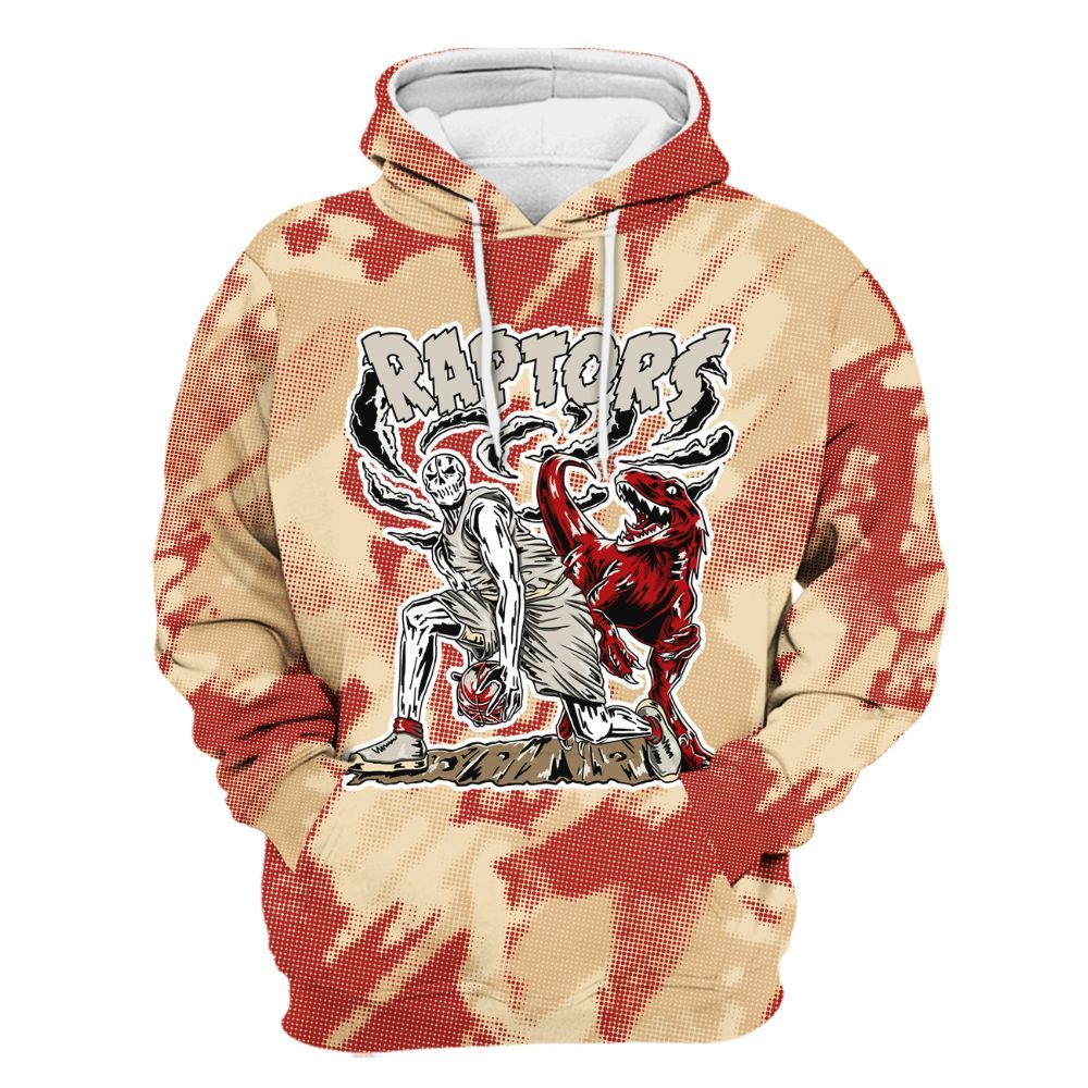 Hoodie To Match Dunk Low Strawberry Waffle - Raptors Skeleton Abstract Halftone All Over Print