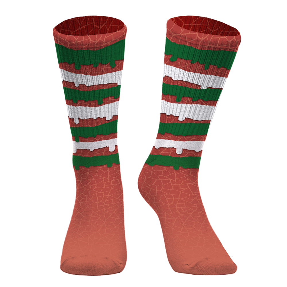 Sock To Match Dune Red 13s - Dripping Stripe Graphic Unisex