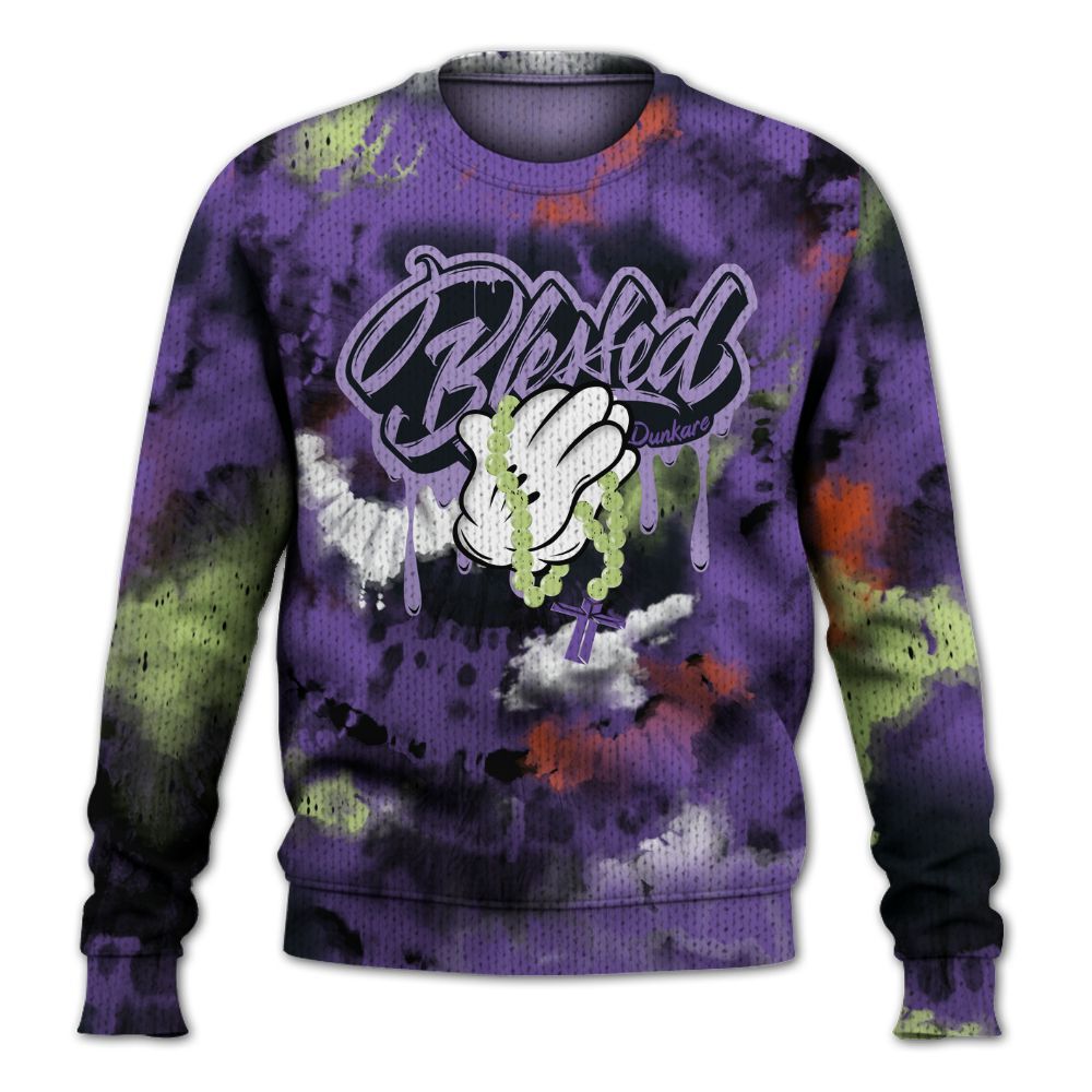 Knitted Sweater To Match Canyon Purple 4s - God Blessed Tie Dye