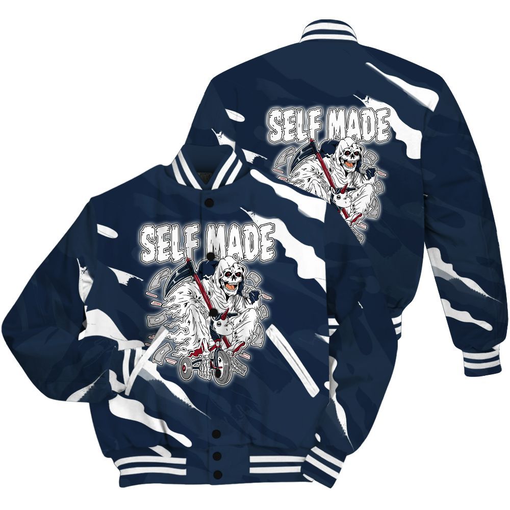 Varsity Jacket To Match Retro Olympic 6s Shirt - Self Make Skeleton Colored All Over Print