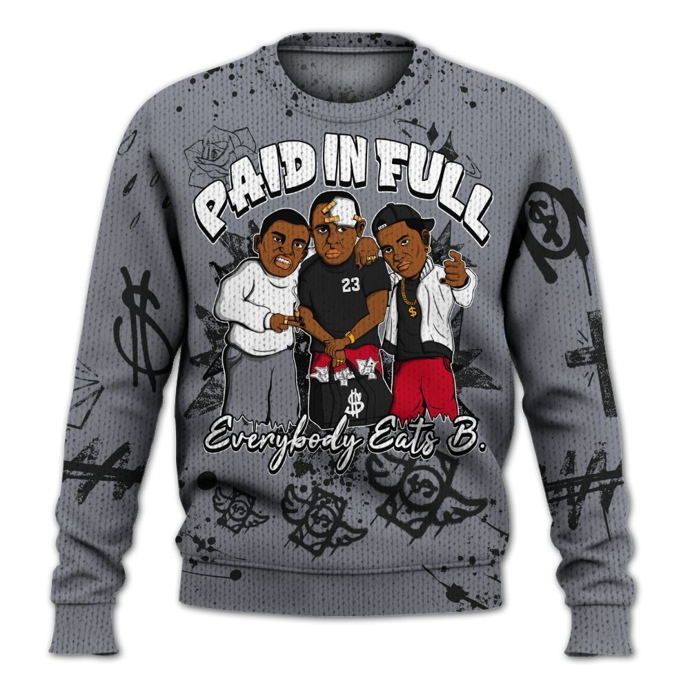 Knitted Sweater To Match Retro Black Flint 13s - Everybody Paid In Full Crayon