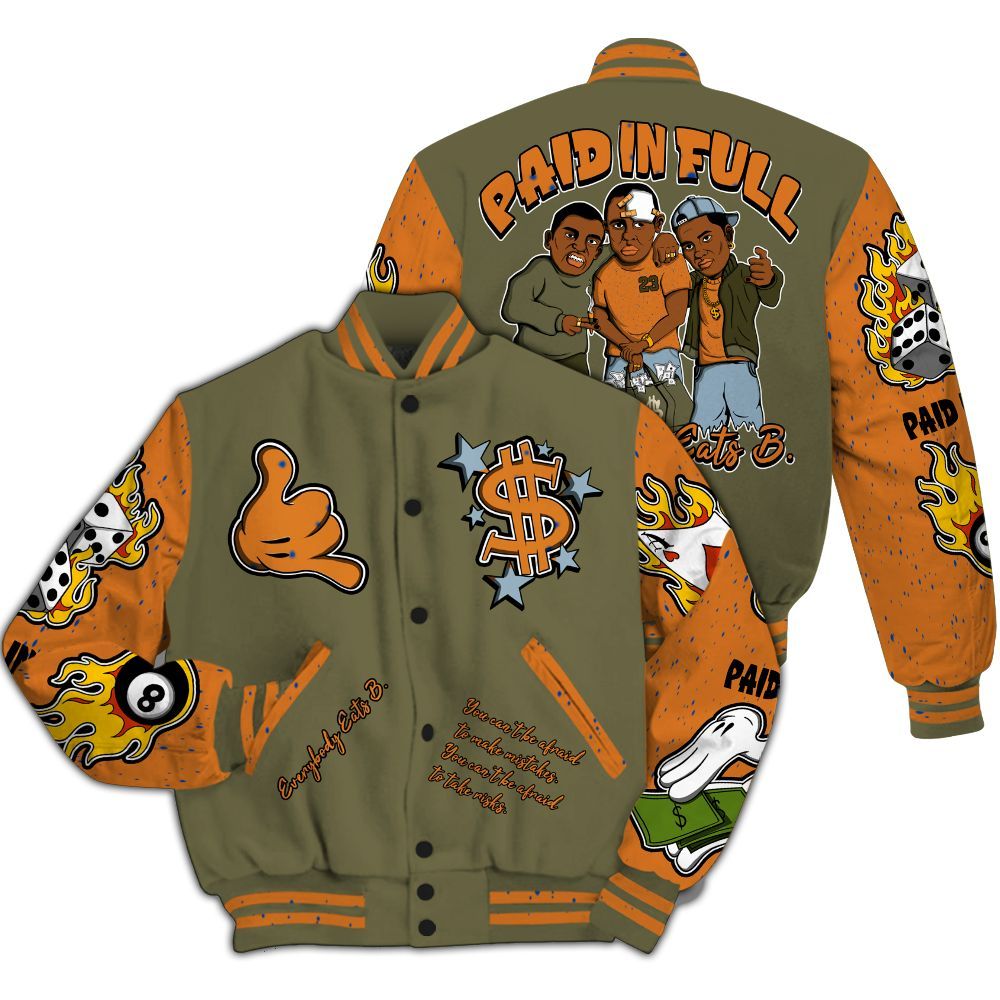Varsity Jacket To Match Olive 5s - Everybody Paid In Full Graphic All Over Print