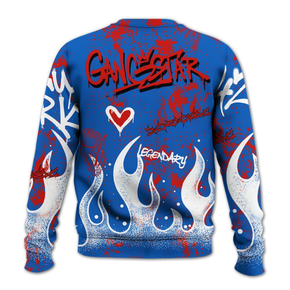 Sweatshirt To Match Kobe 6 Game Royal - Lucky Money Paid In Full Graffiti All Over Print