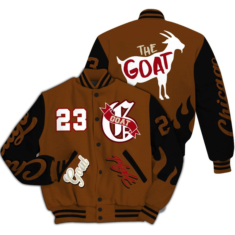 Varsity Jacket To Match Archaeo Brown 5s - The G.O.A.T Flight Streetwear All Over Print