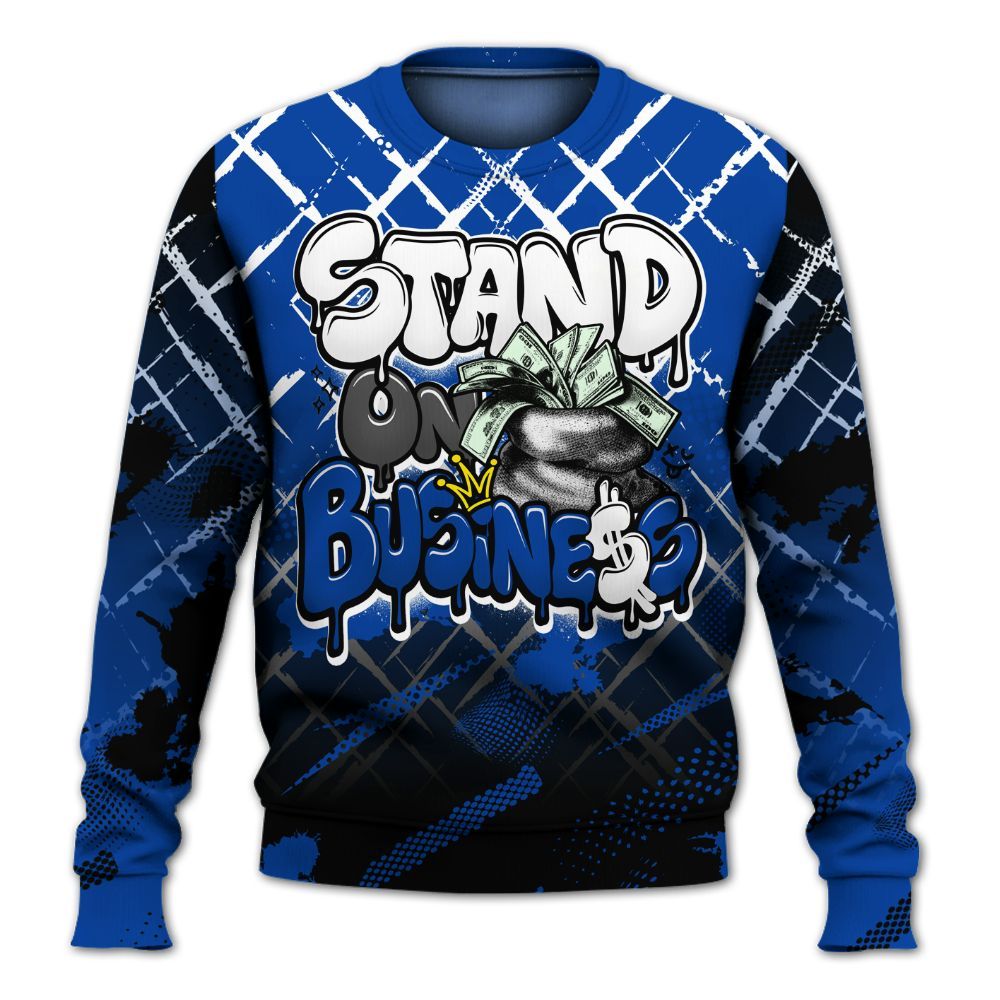Sweatshirt To Match Hyper Royal 12s - Halftone Stand Business Dripping All Over Print