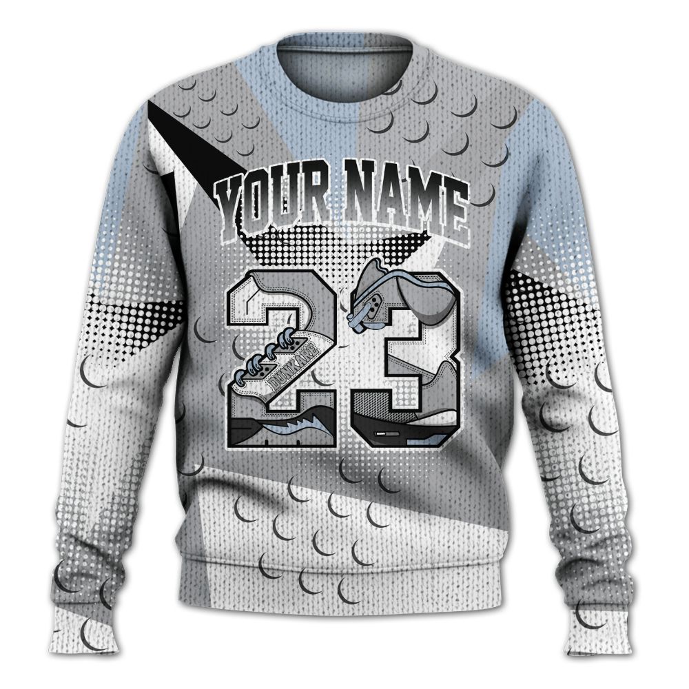 Knitted Sweater To Match Low OG Wolf Grey 1s - Poly Custom Name Number 23 5s