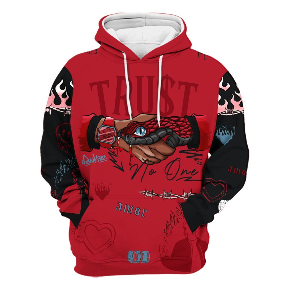 Hoodie To Match Retro Raging Bull 5s - Snake Trust No One All Over Print