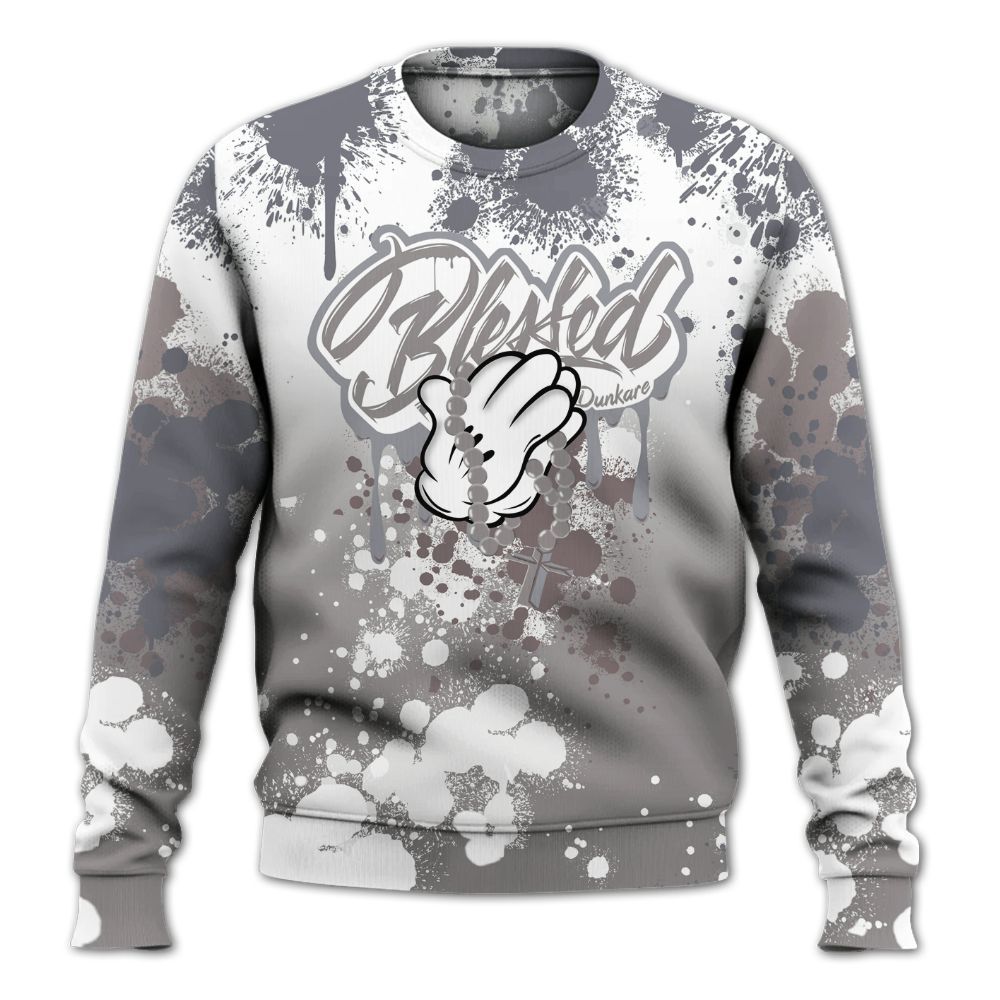 Sweatshirt To Match Cool Grey 11s - God Blessed Ink Drip All Over Print