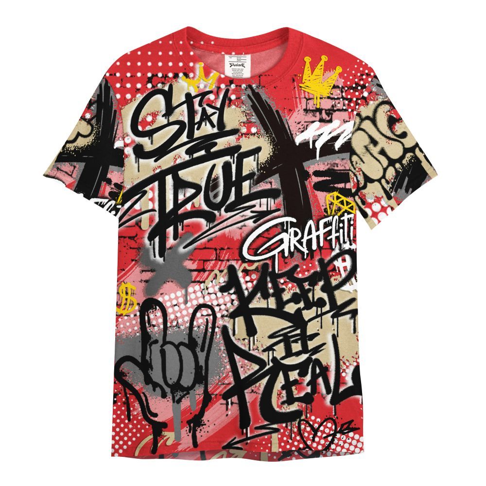 Shirt To Match Prime 93 Fire Red - True It Real Graffiti Streetwear All Over Print