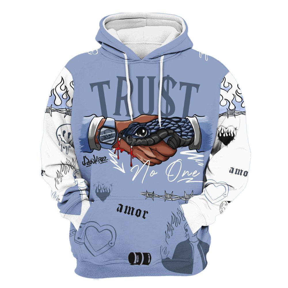 Hoodie To Match Retro Blue Grey 13s - Snake Trust No One All Over Print