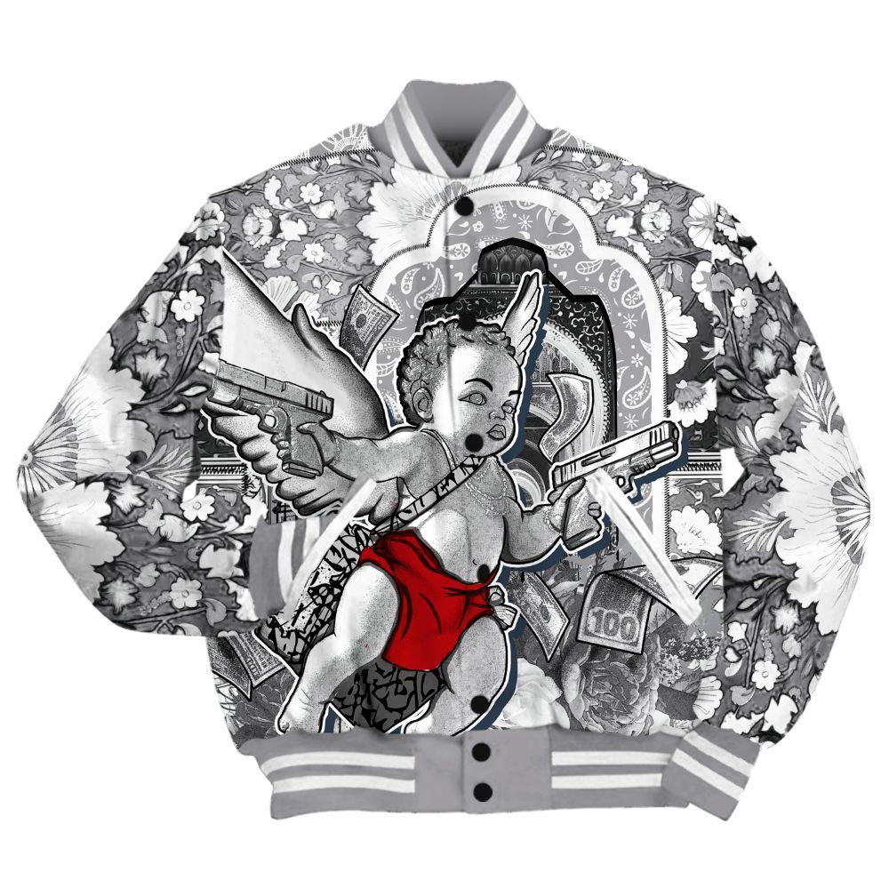 Varsity Jacket To Match Cement Grey 3s - Angel Money Bag All Over Print