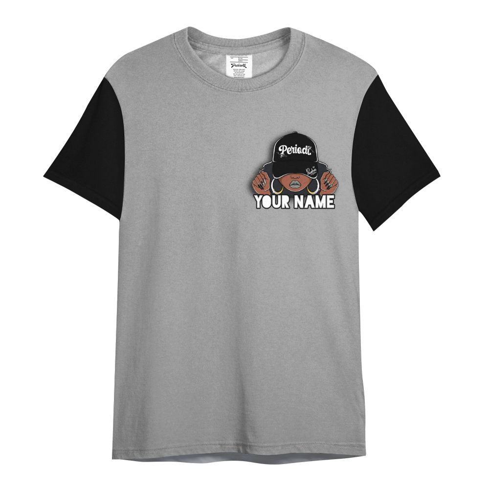 Shirt To Match Black Wolf Grey 12s Varsity Jacket, Custom Name Black Girl All Over Print