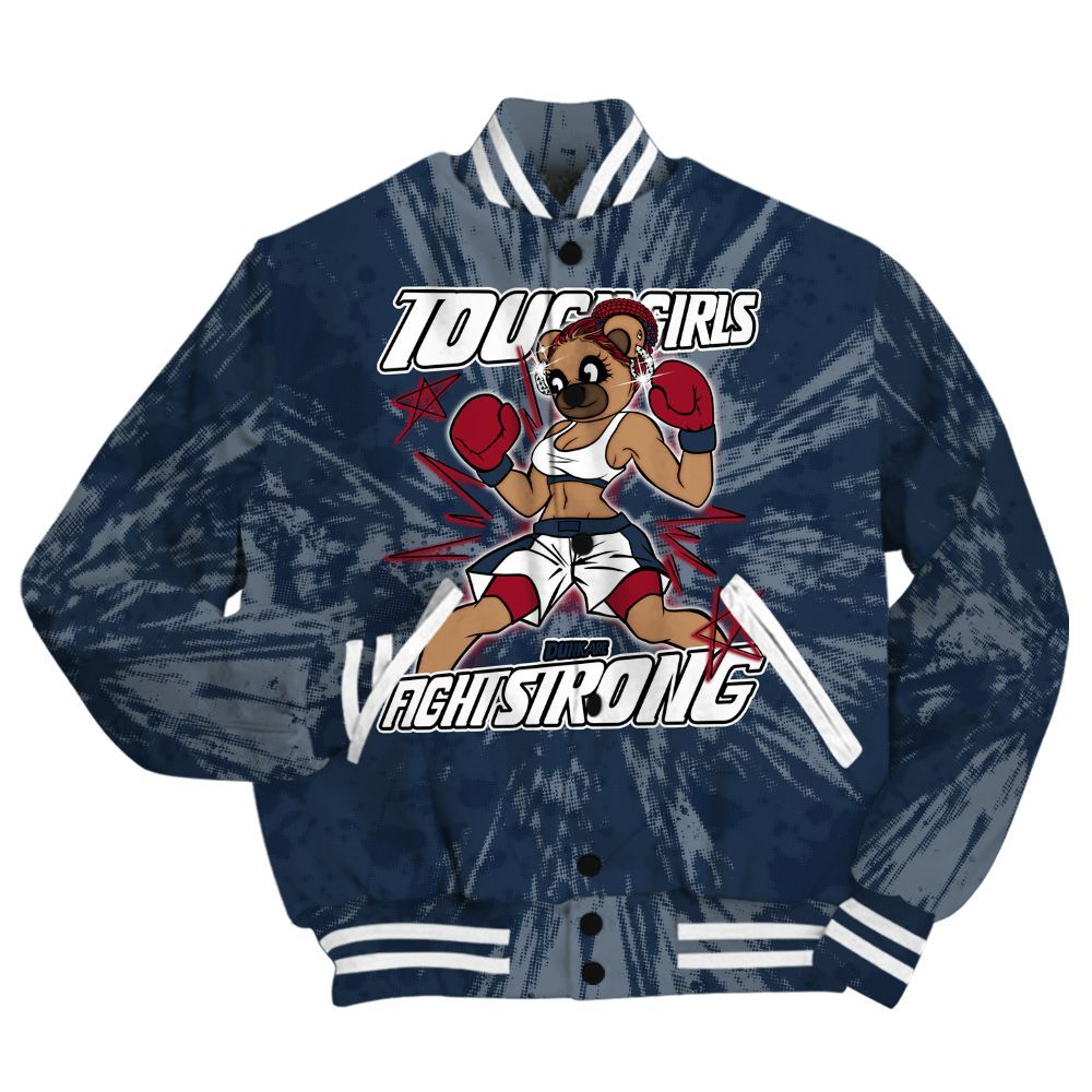 Varsity Jacket To Match White Midnight Navy 6s Shirt - Gritty Girls Bear Luxury All Over Print