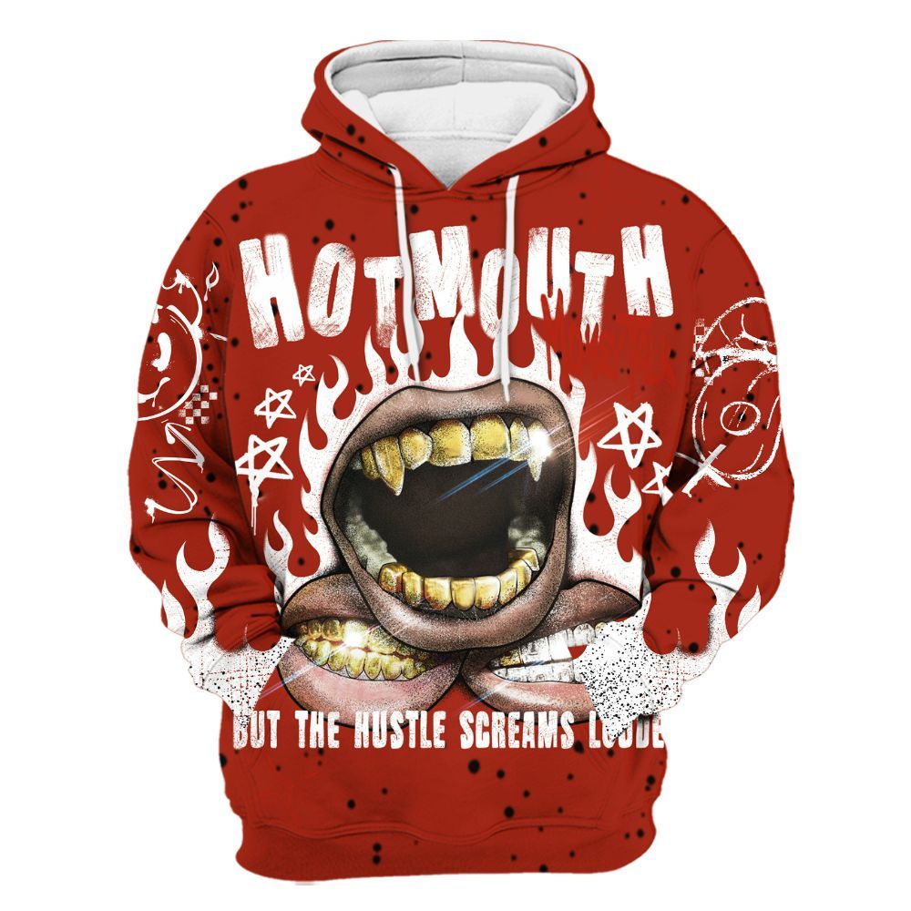 Hoodie To Match Red Cement 4s - Mouth Burning Street Style All Over Print