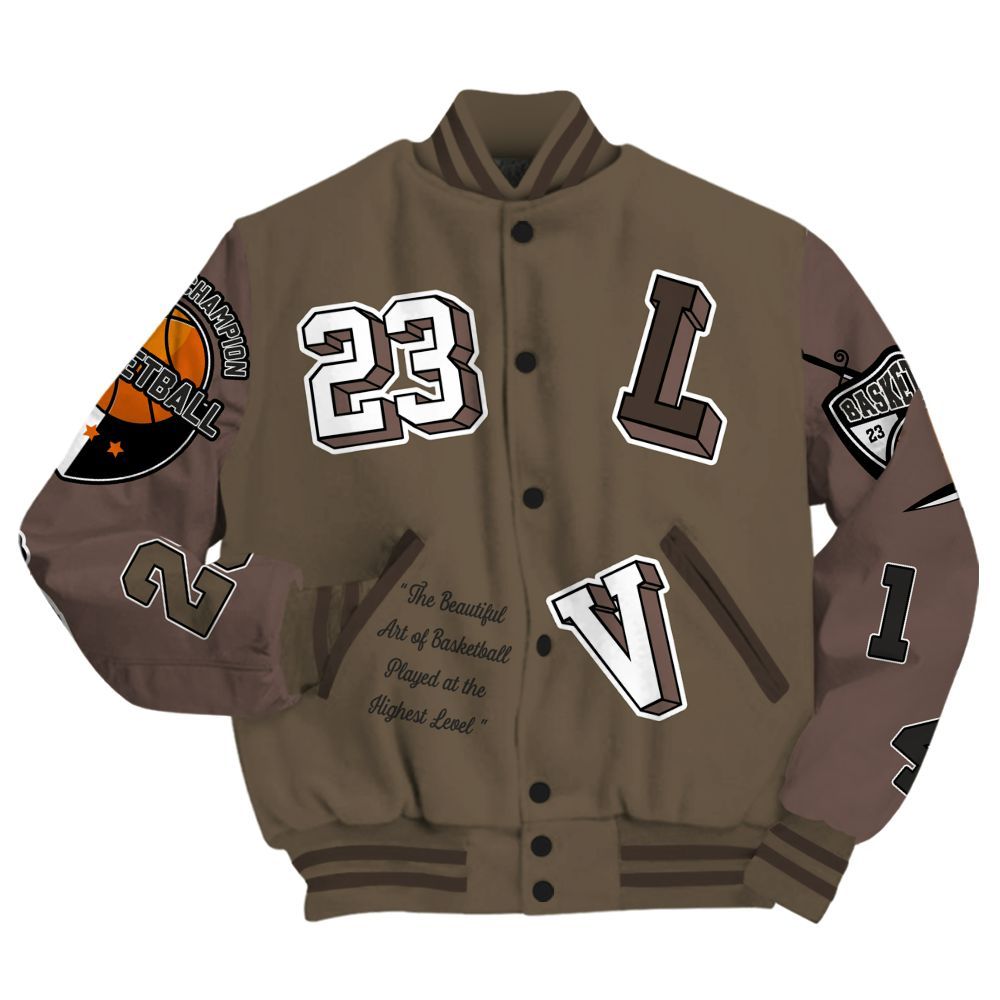 Varsity Jacket To Match AMM Dark Mocha 4s - The GOAT Got Em All Over Print