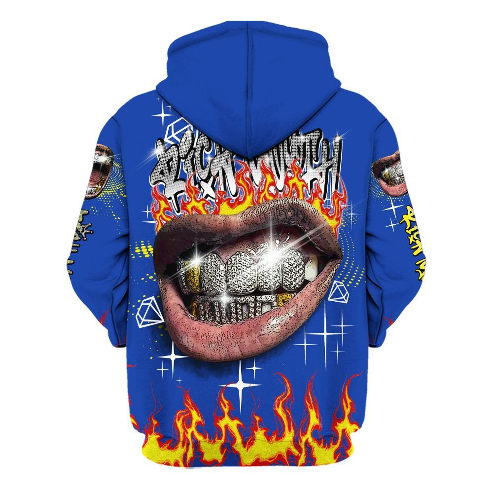 Hoodie To Match Laney 14s - Rich Mouth Fire Rap Retro 90s All Over Print