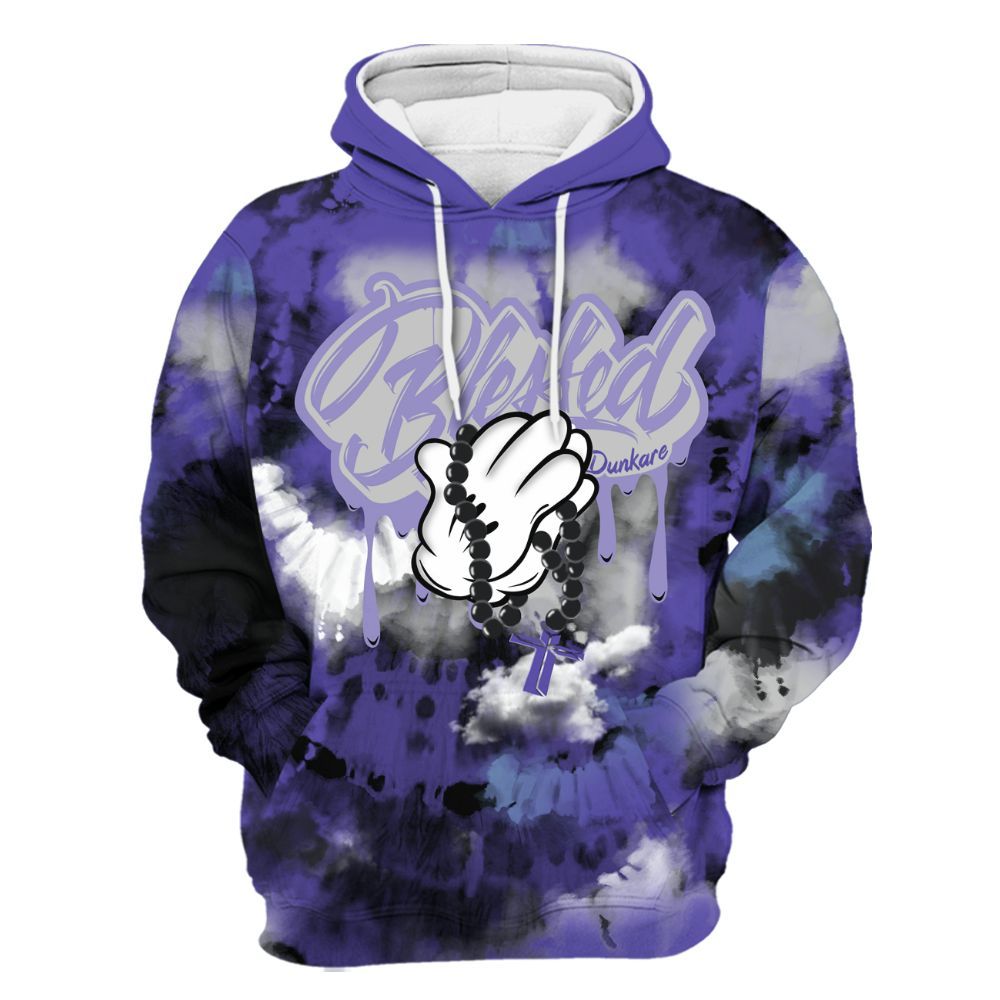Hoodie To Match Retro Concord 5s - God Blessed Tie Dye All Over Print