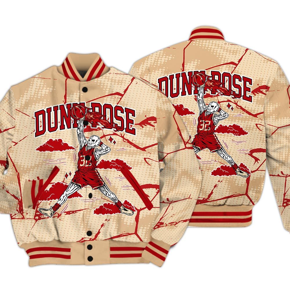 Varsity Jacket To Match Dunk Low Strawberry Waffle - Pose Skeleton Crack Varsity Jacket Unisex