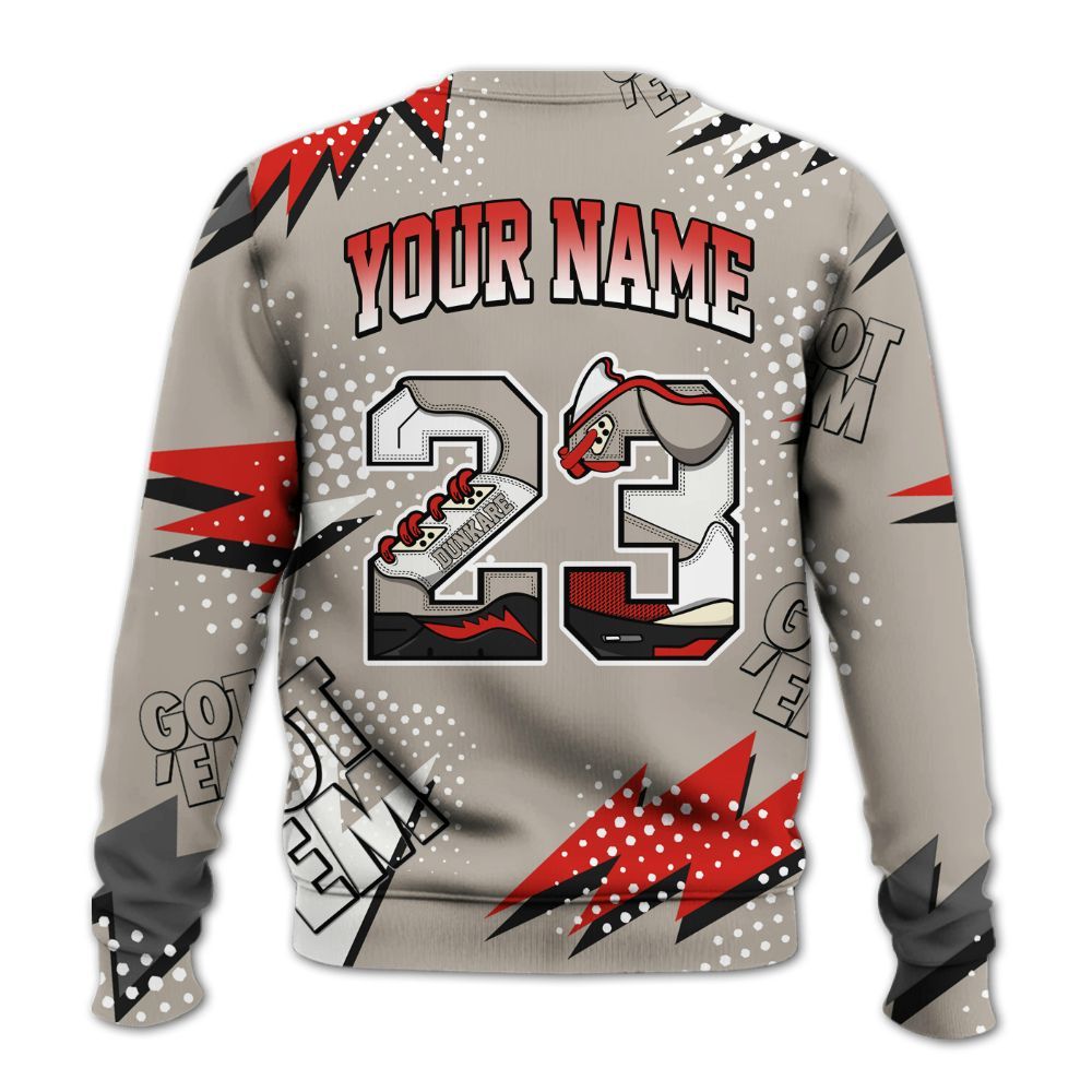 Sweatshirt To Match Low OG Phantom 1s - Custom Name Number 23 5s All Over Print