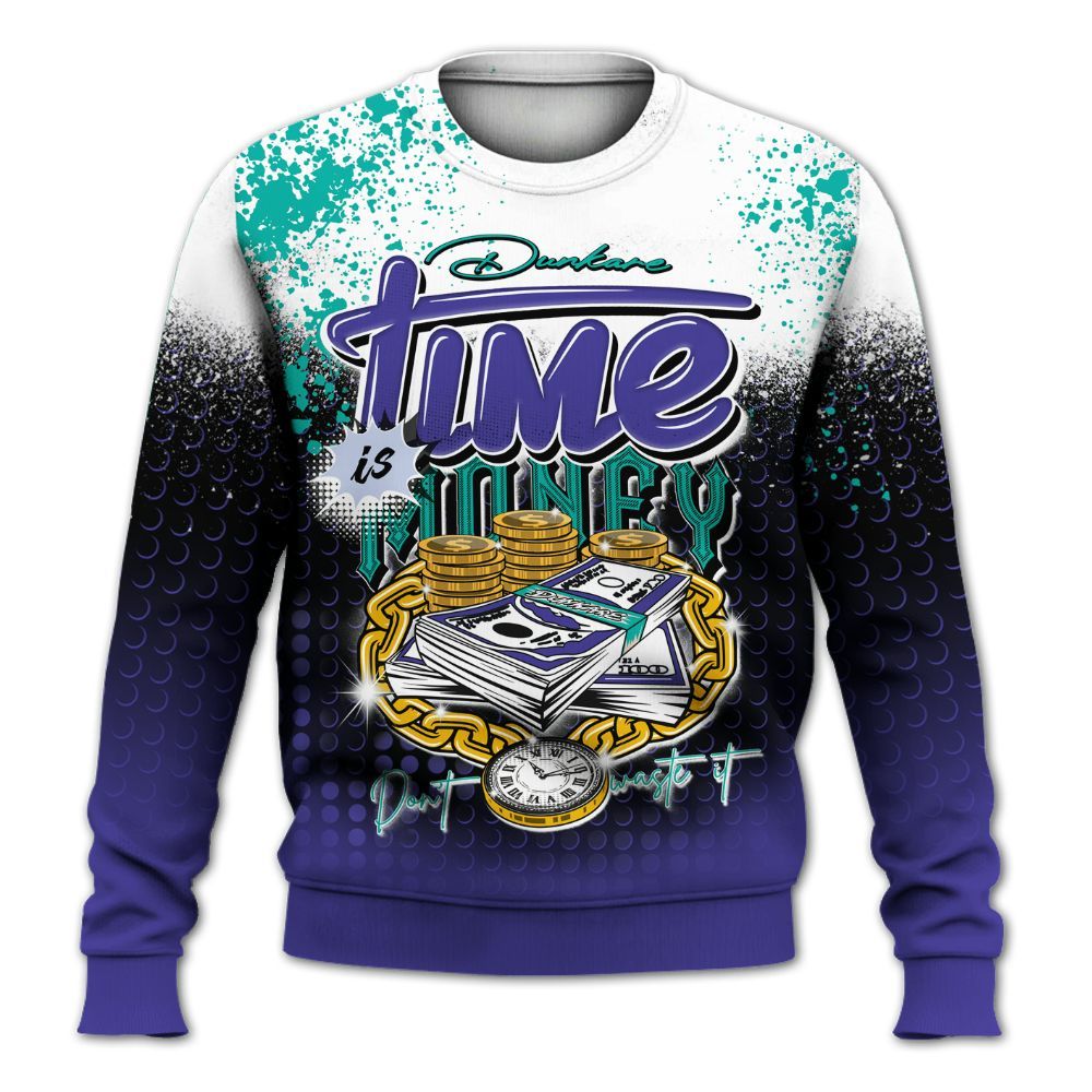 Sweatshirt To Match Retro Grape 5s - Halftone Time Is Money All Over Print