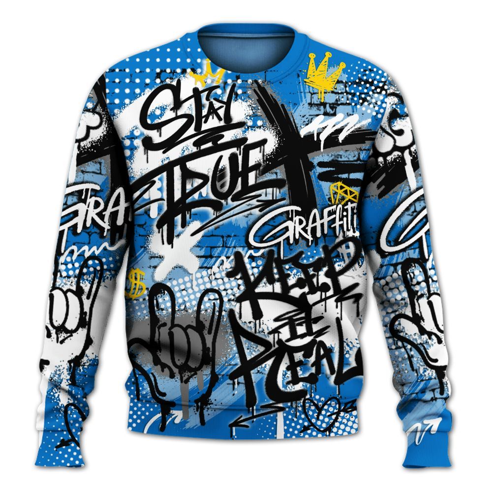 Sweatshirt To Match Blueberry 12s - True It Real Graffiti Streetwear All Over Print