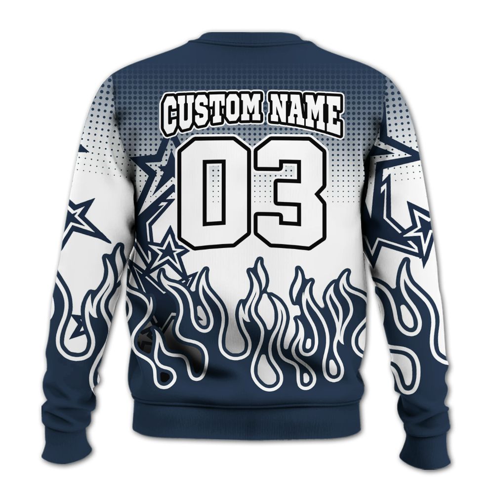 Sweatshirt To Match White Midnight Navy 6s - Allen Answer Unique Fire Custom Name All Over Print
