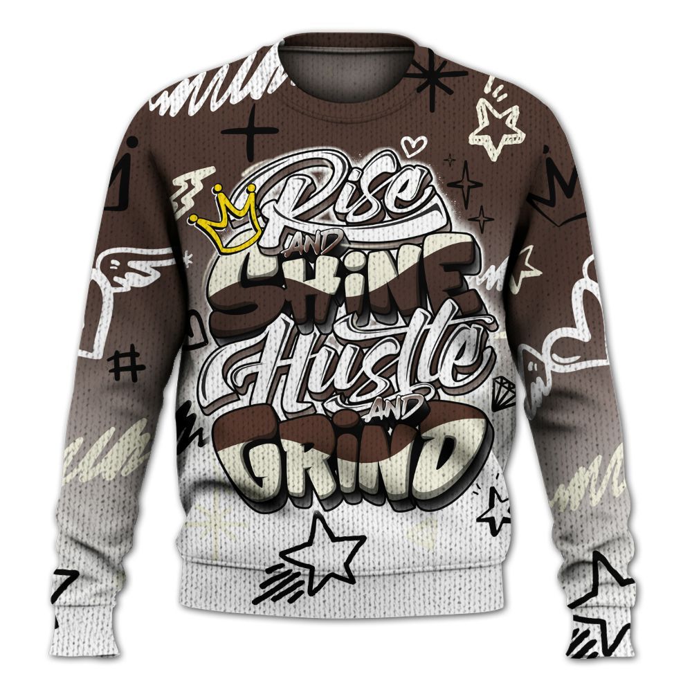 Knitted Sweater To Match SoleFly Cafecito 12s - Rise Shine Hustle Grind