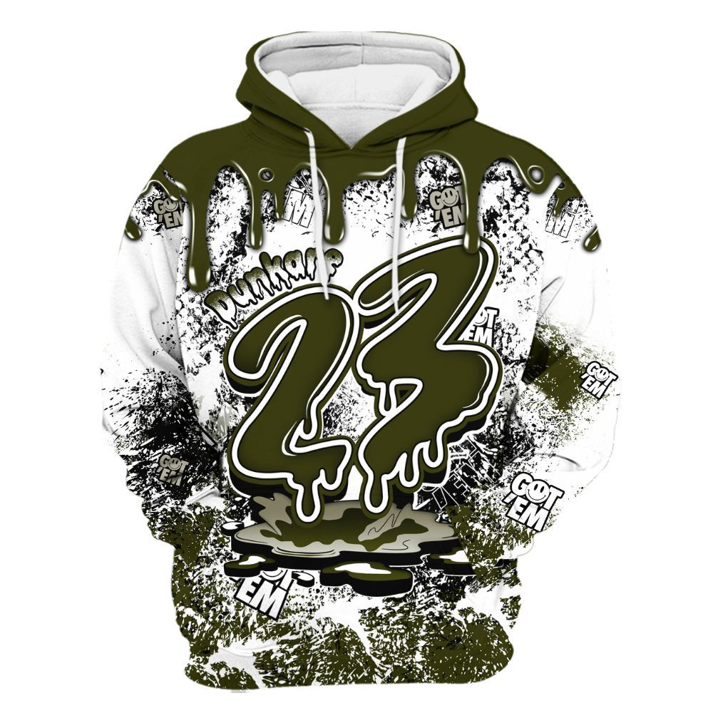 Hoodie To Match Dunk Low Pale Ivory Cargo Khaki - Dripping 23 Drip All Over Print