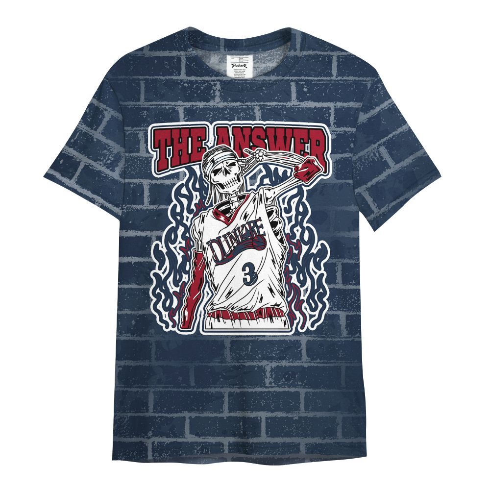 Shirt To Match White Midnight Navy 6s - Allen Answer Skeleton Brick All Over Print